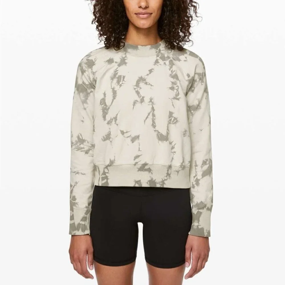 Lululemon Ready to Roll Crew Shibori Dove Grey Cement Grey sweatshirt sz Medium - Picture 1 of 13